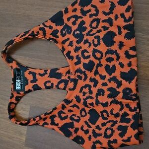 BEACH RIOT Piper Sports Bra Orange & Black LEOPARD Print NWOT Small